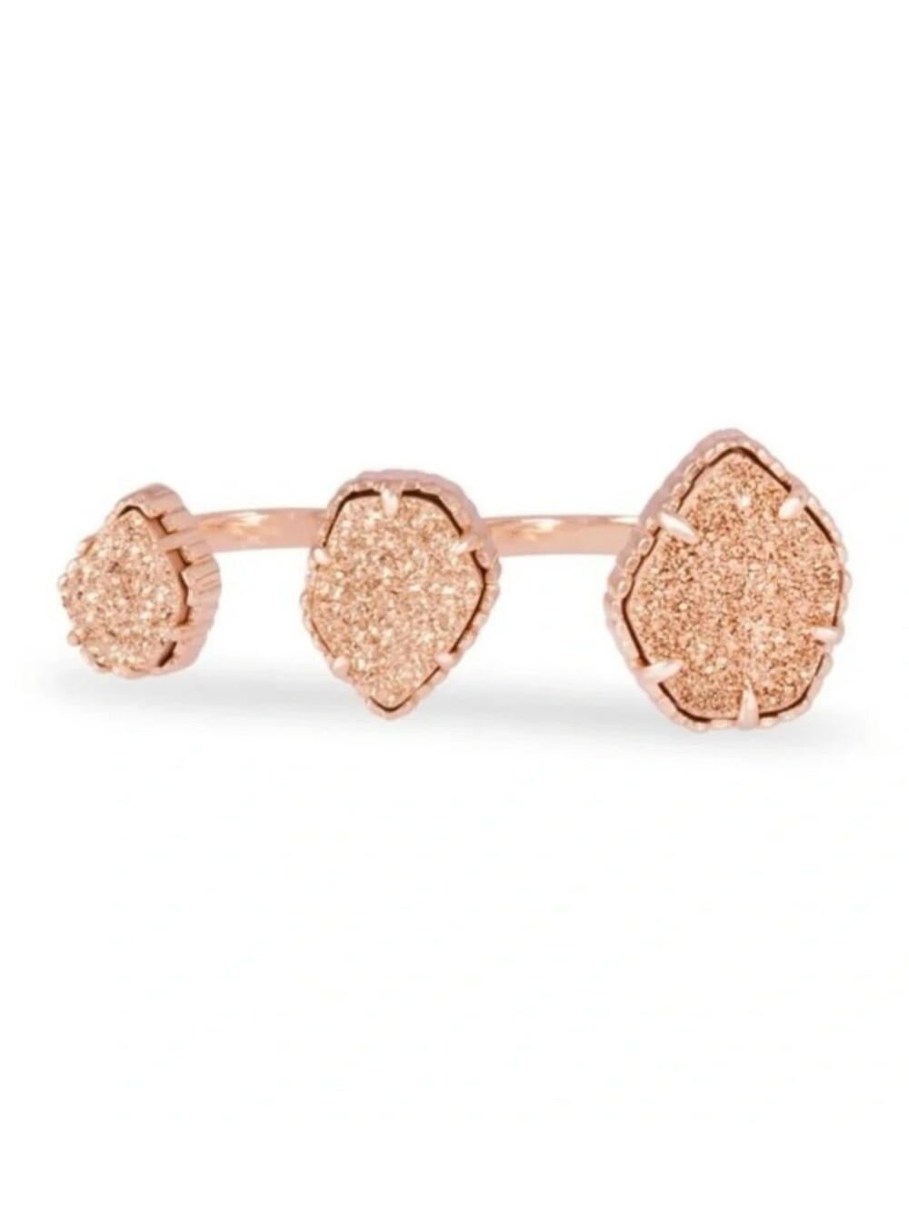 Kendra Scott Naomi Rose Gold Drusy double Ring size‎ m/l